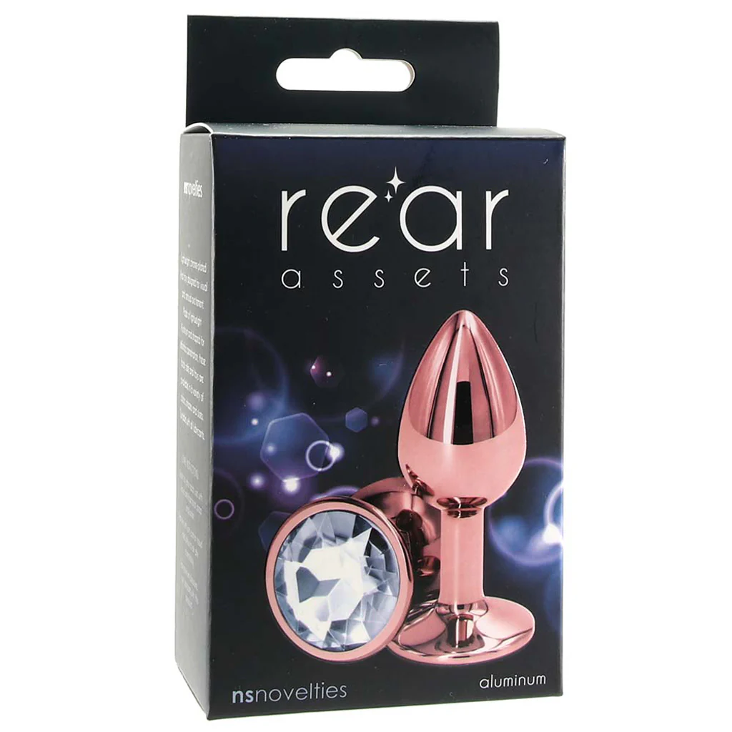 Small Aluminum Plug with Clear Gem in Rose Gold - Image 6