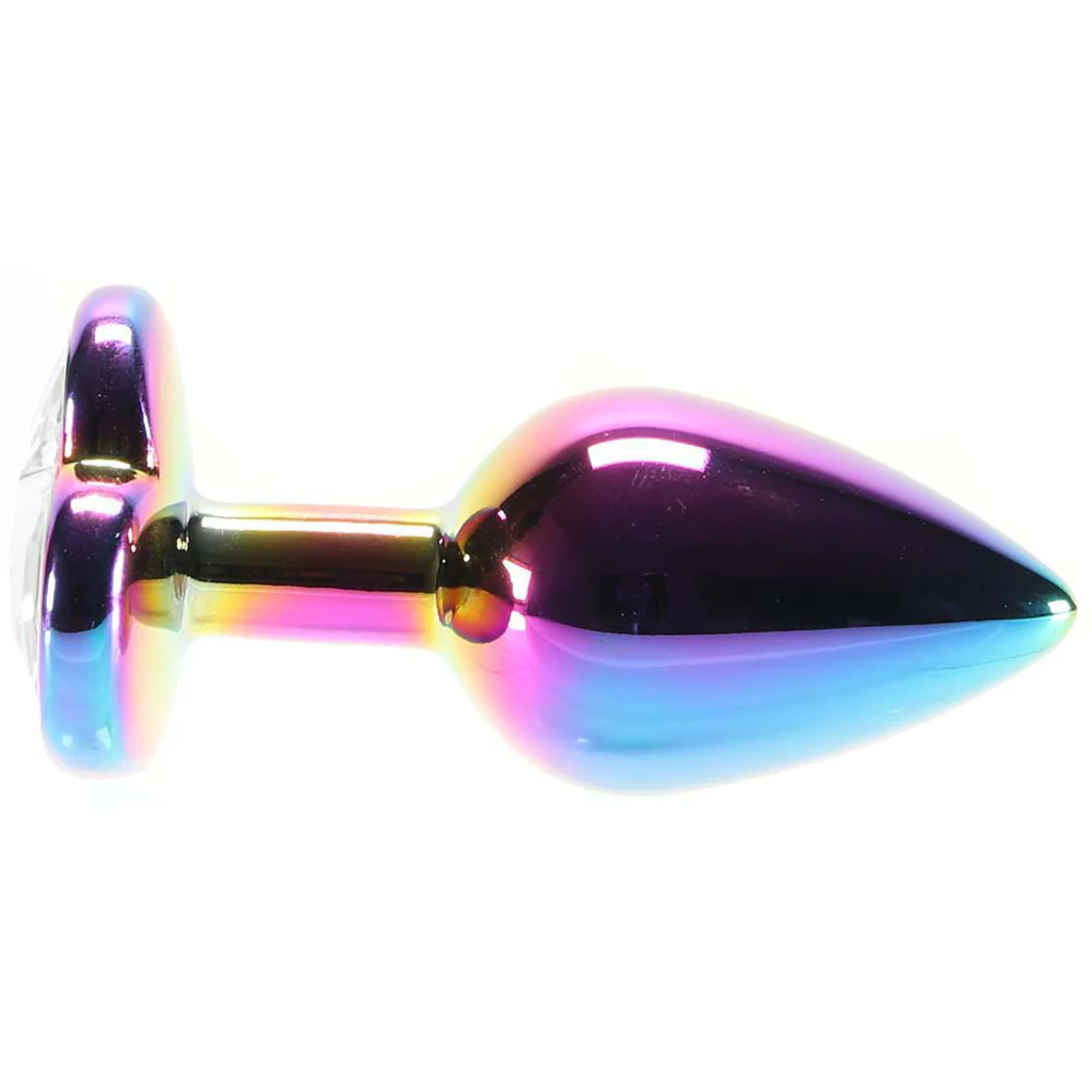 Small Aluminum Plug with Clear Heart Gem in Multicolor - Image 3