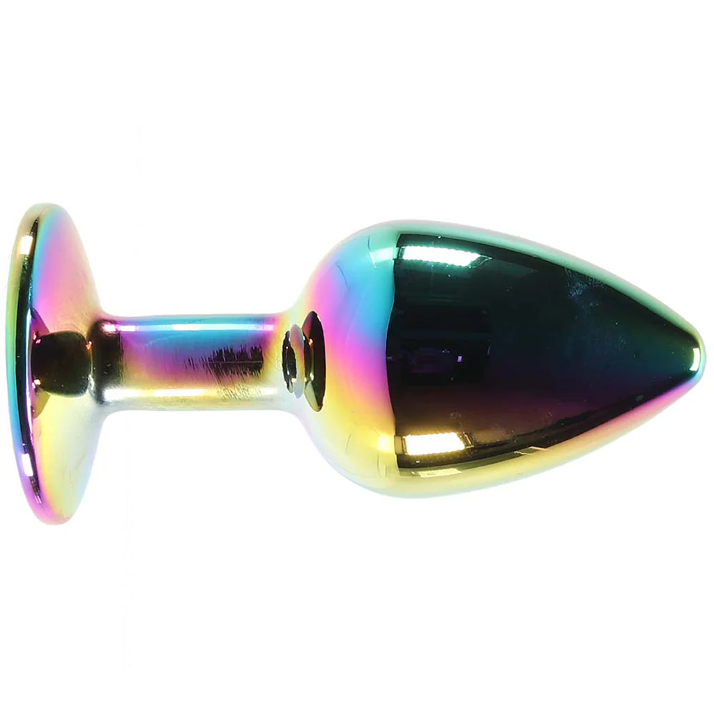 Small Aluminum Plug with Rainbow Gem in Multicolor - Image 3