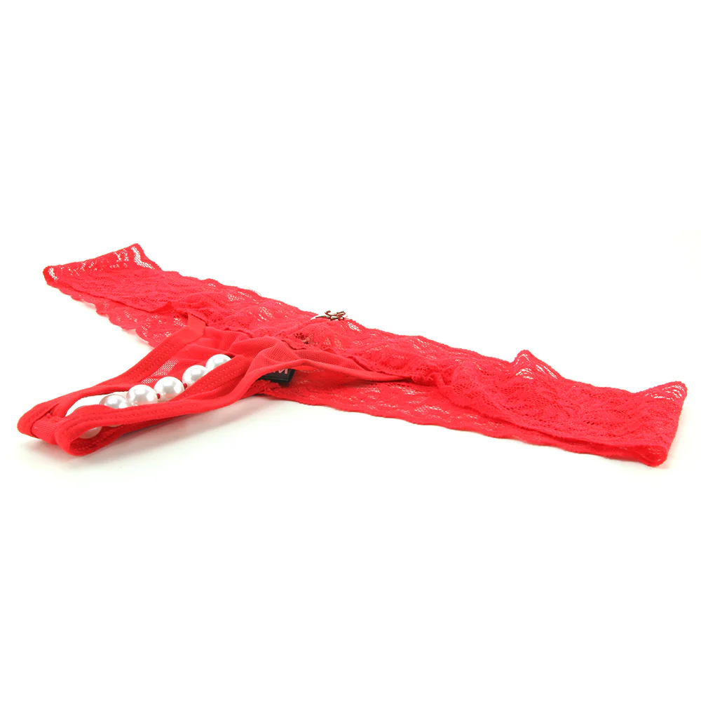Stimulating Panties with Pearl Pleasure Beads Red /L - Image 3