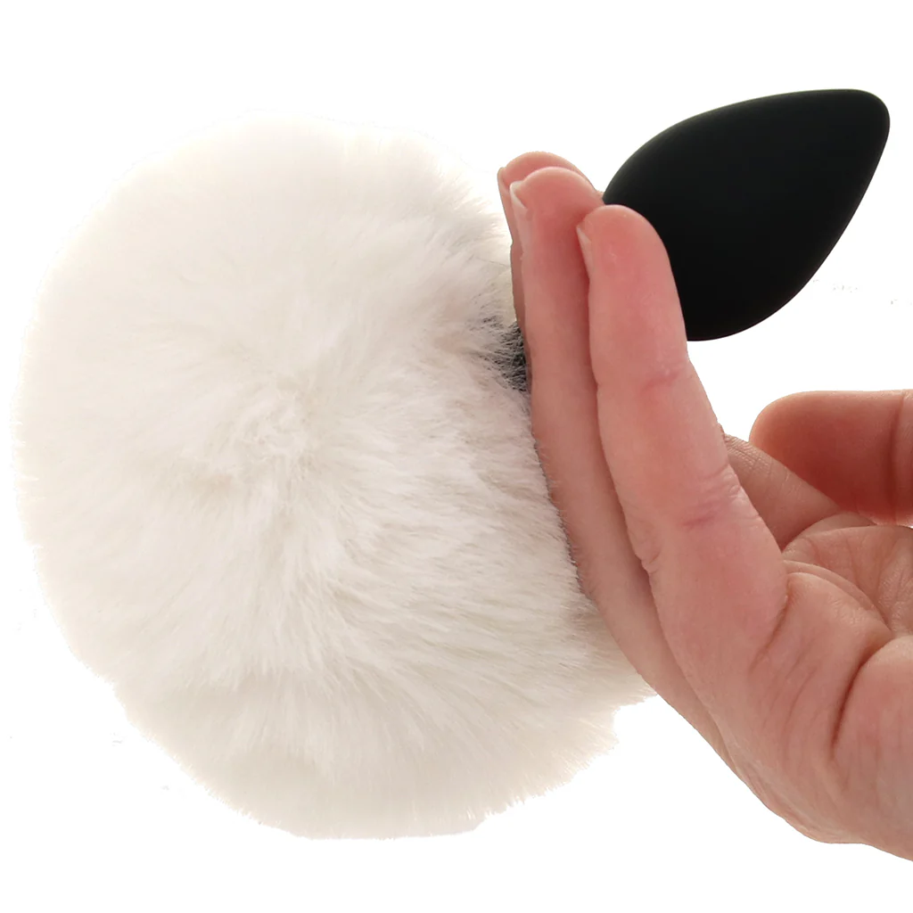 Tailz Fluffy Bunny Tail Silicone Plug in White - Image 4