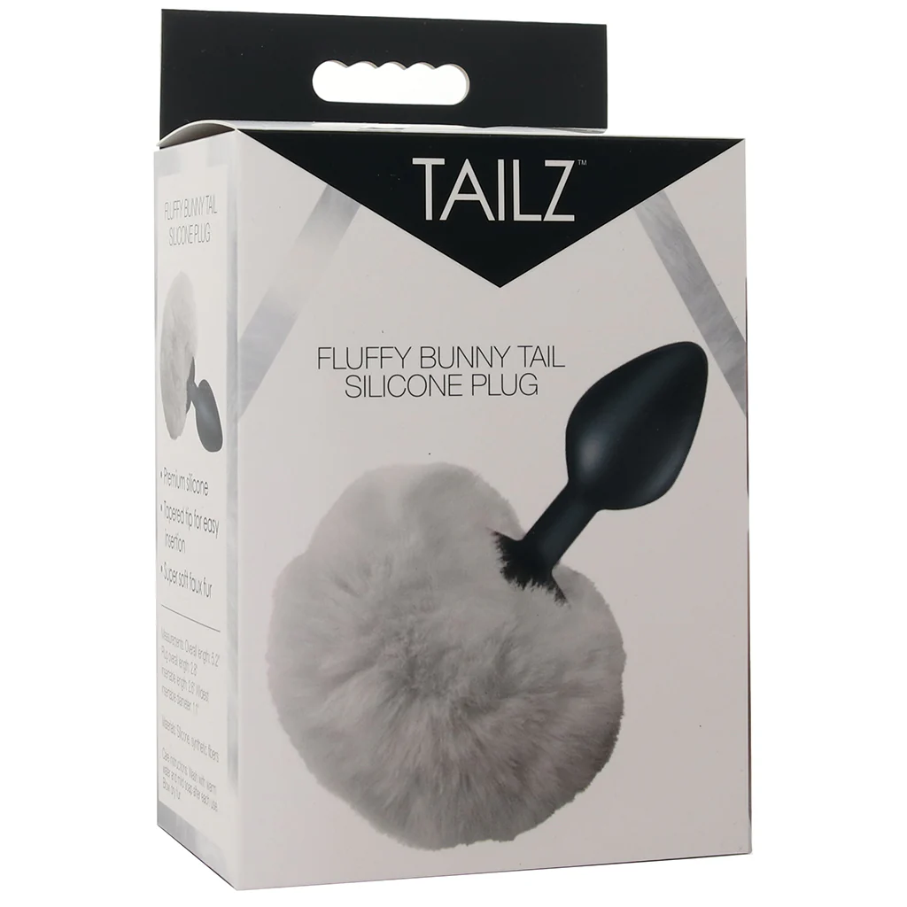 Tailz Fluffy Bunny Tail Silicone Plug in White - Image 9