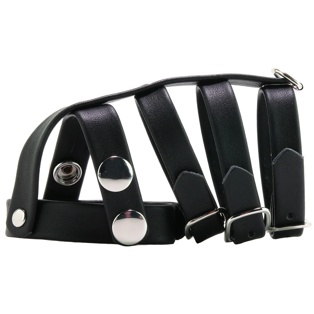 Blue Line Triple Cock and Ball Strap with Leash Lead - Image 3